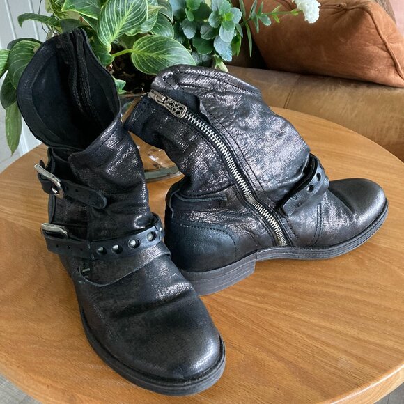 A.S.98 New Leather Boots, metallic black, in size 38 - Picture 6 of 10